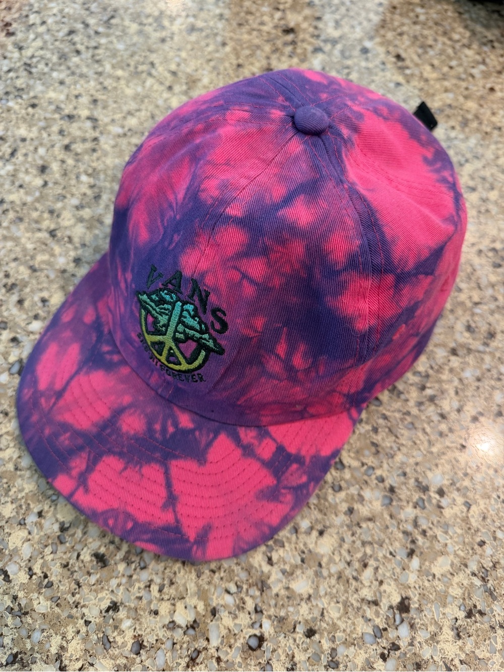 Vans Pink and Purple Tie-Dye Baseball Cap with Embroidered Logo